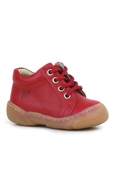 hapshoe Anatomical Soft Genuine Leather Zippered Red Baby Boots