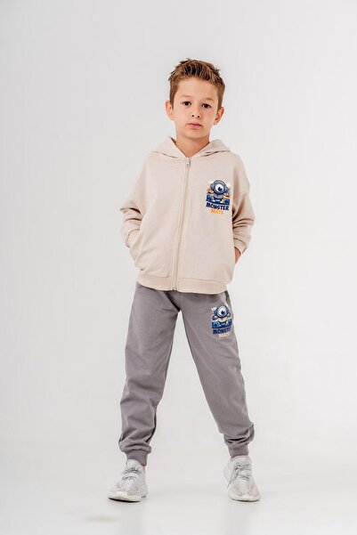 Mışıl Kids Σετ αθλητικής φόρμας για αγόρι - Monster Printed, Hoodie, Leg Prin...