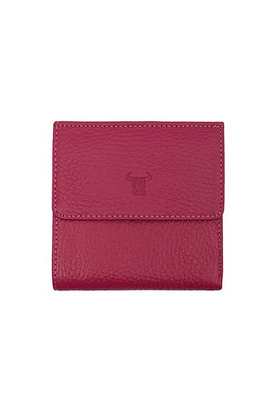 PiyasaSepeti Genuine Leather Mini Unisex Wallet Card Holder with Fuchsia Coin Eyes