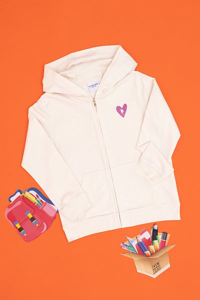 U.S. Polo Assn. Girl's Cream Zippered Basic Sweatshirt 50296390 -Vr071