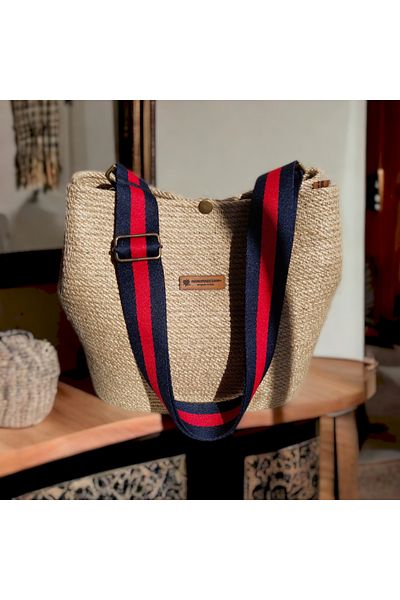 HandmadeSNM 100% χειροποίητη ψάθινη τσάντα, τσάντα ώμου,