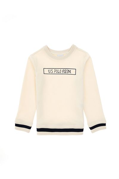 U.S. Polo Assn. Boy's Cream Crew Neck Sweatshirt 50293608 -Vr071