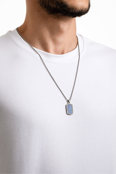 So CHIC... Lapis Ayna 60 Cm Çelik Erkek Kolye