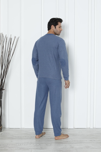 Wordex Falkom 5006 İnterlok Kalın Kışlık Çizgili Erkek Ev Pijama Takımı