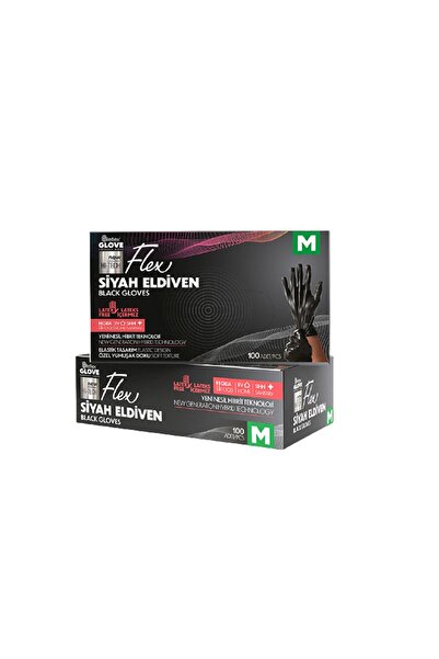 Reflex Flex Siyah Pudrasız Eldiven Yeni Nesil Hibrit Teknoloji 100 lü Paket -...