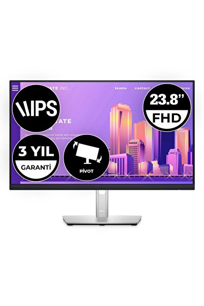 Dell Monitor IPS Pivot FullHD P2422H, 23,8" 60Hz, 5Ms, VGA+HDMI+DP+USB, VESA
