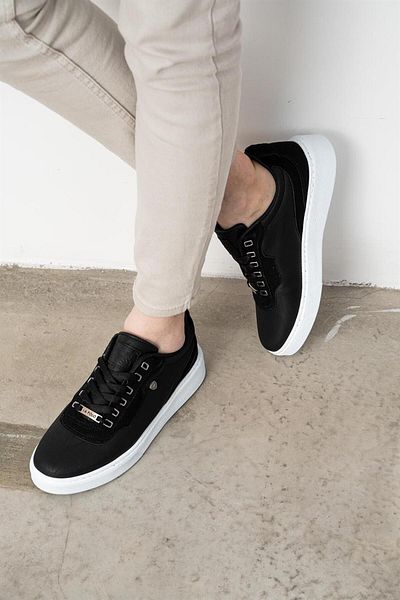 L.A Polo Men's Casual Black White Sneaker Shoes