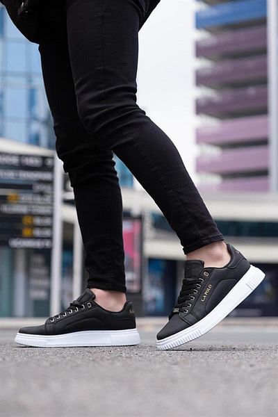 L.A Polo Men's Casual Black White Sneaker Shoes