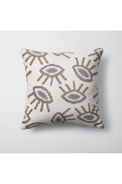 Fineroom Living " Yonobi " - Eye Patterned Throw Pillow 45X45 - White (Inner Pillow Included)