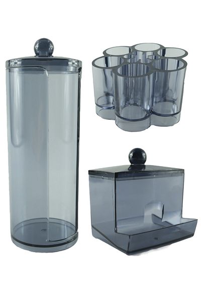 ELDİPA 3-Piece Black Cotton Makeup Organizer Set - Ear Garbage and Lipstick Brush Ak-504