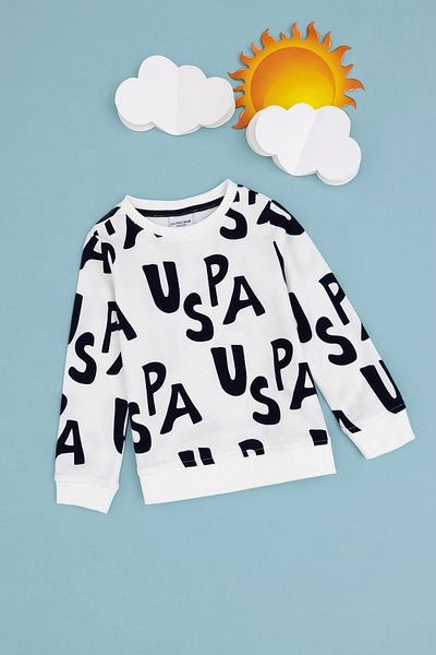 U.S. Polo Assn. Boy's Cream Crew Neck Sweatshirt 50293634 -Vr071