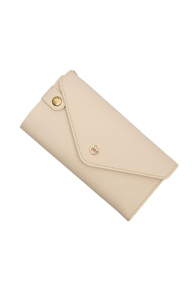 PiyasaSepeti Faux Leather Wallet with Closure and Card Compartment in Beige