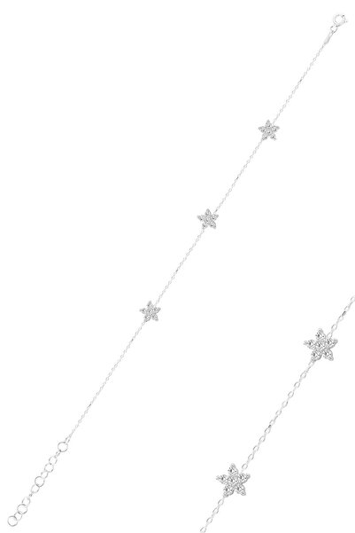Söğütlü Silver Gümüş rodyumlu zirkon taşlı çiçek bileklik SGTL12589RODAJ