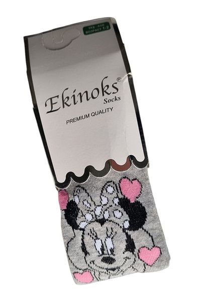 ekinoks socks Сиви памучни чорапогащи за бебешко момиче с шарка на Мики Маус (ЦЕНАТА Е ЗА ЕДНА БРОЙКА.)