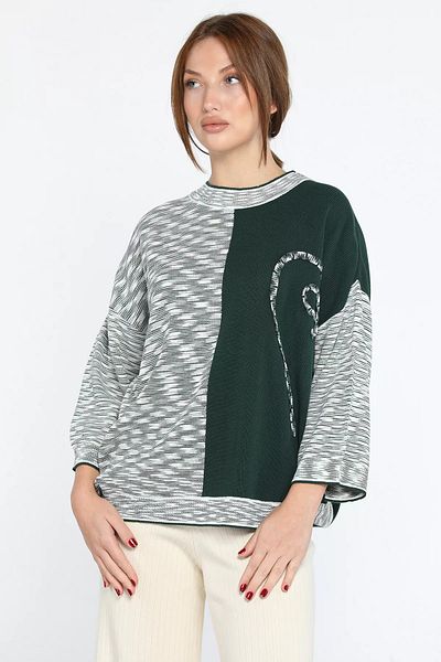 GÜLSELİ Emerald Green Women's Self Patterned Knitwear Sweater