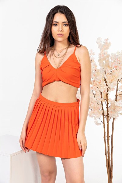 yourname collection بلوزة بأشرطة برتقالية