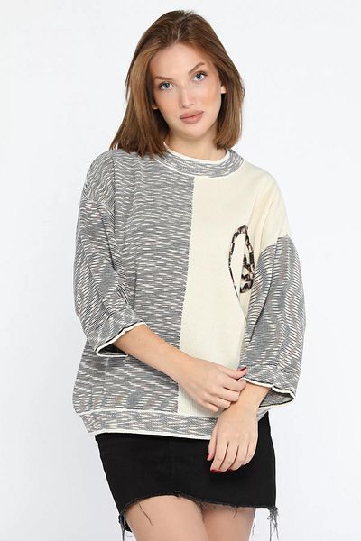 GÜLSELİ Pulover de damă crem cu model tricotaj