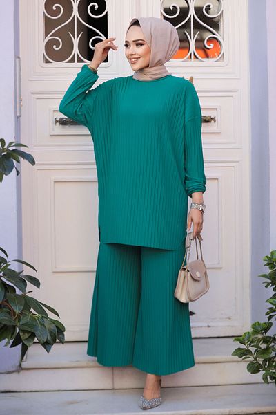 Neva Style Set de două piese Oil Green Hijab Sandy 41502PY
