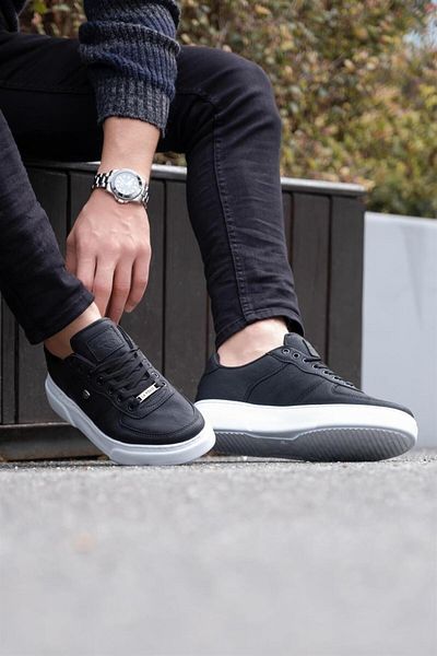 L.A Polo Black and White Thick Sole Men's Casual Sneakers