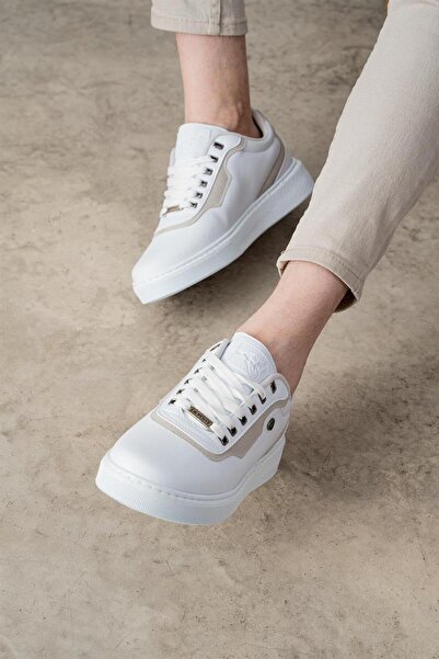 L.A Polo 307 حذاء رجالي كاجوال بلون الجليد الأبيض ونعل أبيض