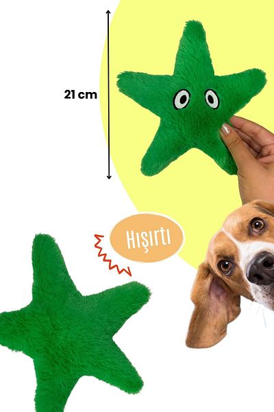 Havhav Green Starfish Plush Dog Toy Rustle Sound Plush Dog Toys