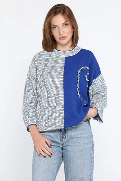 GÜLSELİ Saks Blue Women's Self Patterned Knitwear Sweater