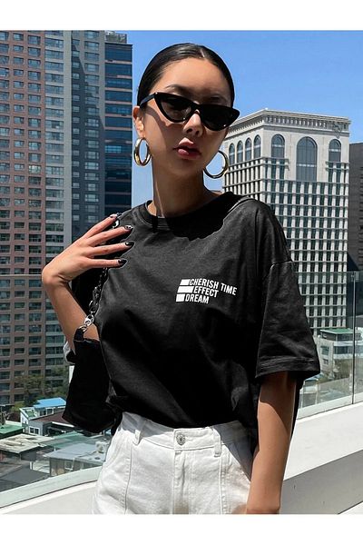 Frisson Cherish Print Oversize T-shirt