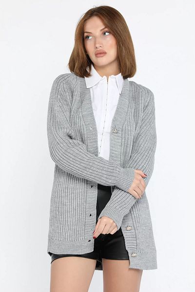GÜLSELİ Gray Knitted Women's Knitwear Cardigan