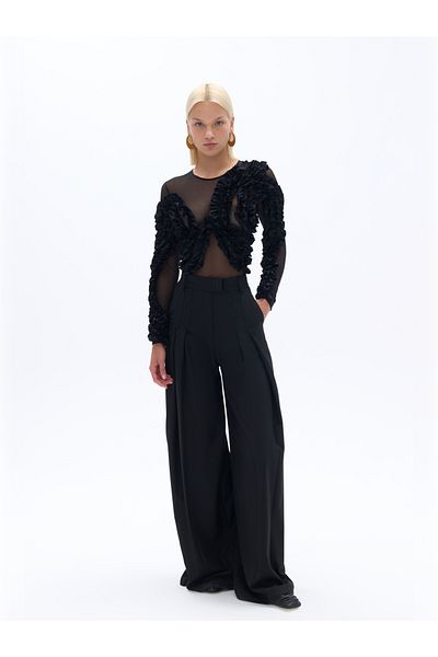 Nocturne High Waist Pleated Trousers - Relaxed Fit