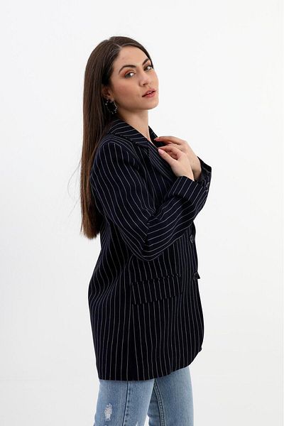 VAPUR TEKSTİL Jachetă Atlas Blazer cu dungi bleumarin închis