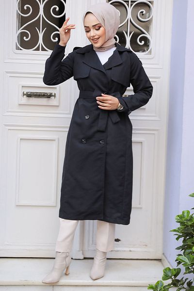 Neva Style Trenci negru Hijab - Curea, Model 61261S