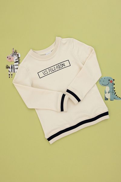 U.S. Polo Assn. Boy's Cream Crew Neck Sweatshirt 50293608 -Vr071