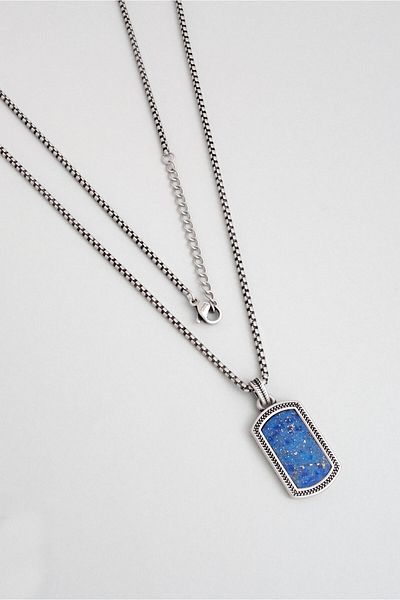 So CHIC... Lapis Mirror 60 cm Steel Men's Necklace
