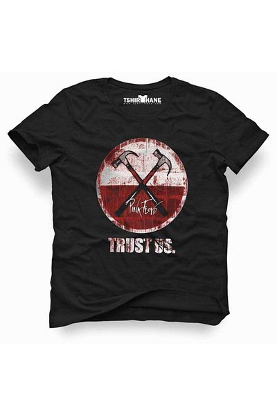 Tshirthane Ανδρικό μπλουζάκι με λεπτή εφαρμογή Pink Floyd Trust Us Rock Metal Music