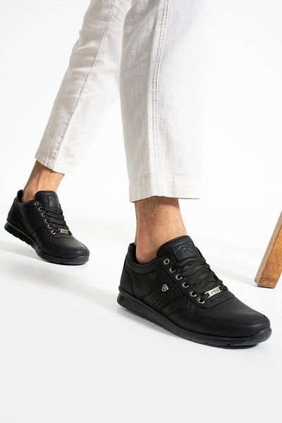 L.A Polo 012 Black Color Black Sole Laceless Casual Men's Sports Shoes