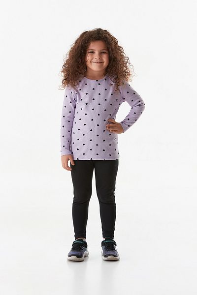 Fulla Moda Heart Patterned Crew Neck Girl's Blouse