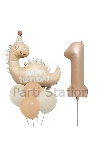 Parti Station 1 Year Old Dinosaur Retro Balloon Set - Bohemian Colors Birthday Balloon