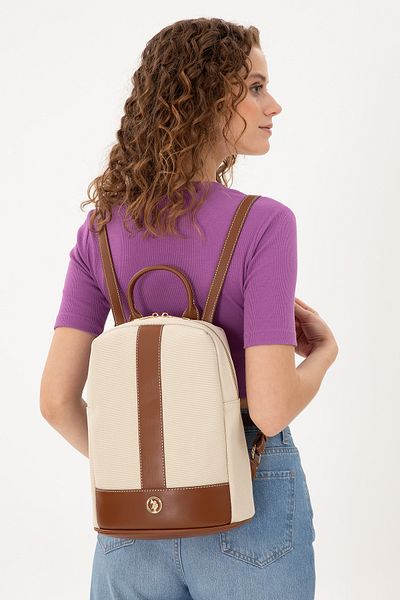 U.S. Polo Assn. Women's Cream Canvas Backpack 50300291 -Vr071