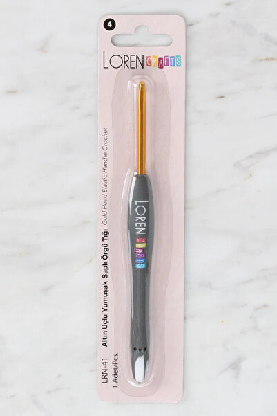 Loren Crafts Μαλακή λαβή με χρυσή μύτη Μάλλινο βελονάκι 4 χιλιοστών