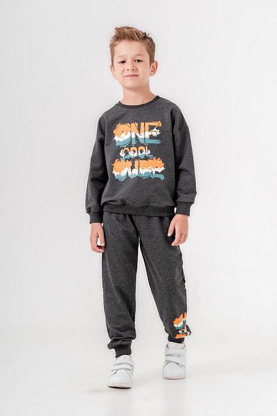 Mışıl Kids One Dude Cool Boy's Tracksuit Set - Printed and Leg Print Detail