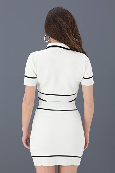 VAPUR TEKSTİL Ecru Set Knitwear - Pocket Detailed and Buttoned