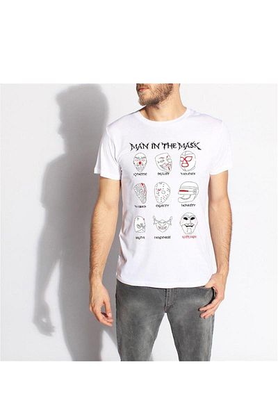 Tshirthane Μάσκες Αστεία εμπριμέ ανδρική μπλούζα με λεπτή εφαρμογή