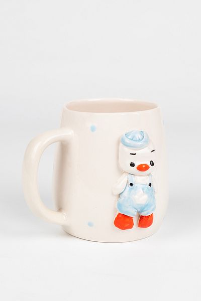 Loomart Handmade Ceramic Mug with 3D Embossed Duck Figure 400 ml