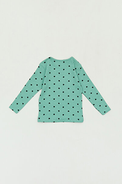 Fulla Moda Heart Patterned Crew Neck Girl's Bodysuit