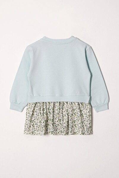 zepkids Crew Neck Long Sleeve Rabbit Printed Skirt Girl's Mint Color Sweat Set