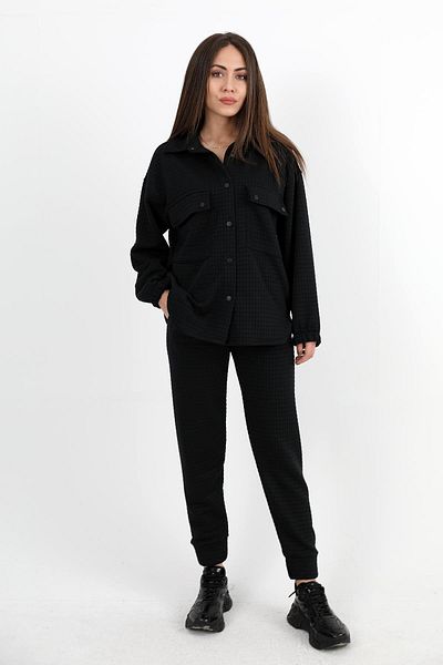 VAPUR TEKSTİL Black Jacquard Quilted Double Set
