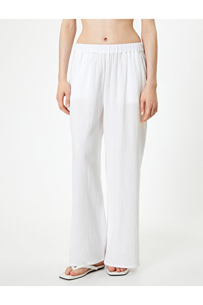 Koton Strukturierte Hose mit weitem Bein und Taschen – Taillenband