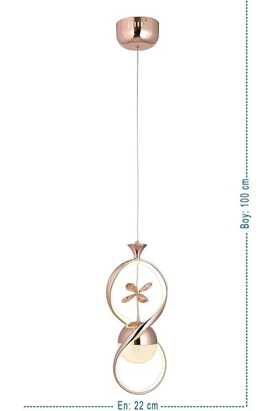HİRALUCE Infinity 3 Color Controlled and Dimmer Gold (Yellow White and Daylight) Crystal Stone Led Chandelier