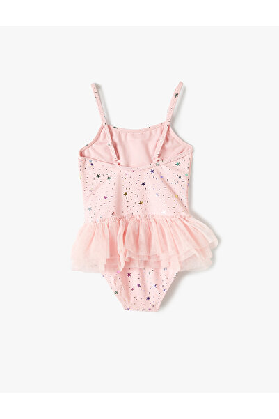 Koton Badeanzug mit Tülldetail und leuchtendem Sternen-Print