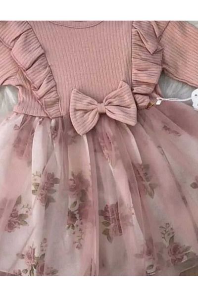 Retro Women Rochie de seara pentru fete cu tutu cu flori de trandafir uscat - Cadou de aniversare, rochie casual Printesa eleganta